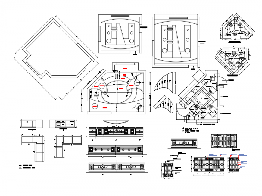 House false ceiling section and constructive structure details dwg file