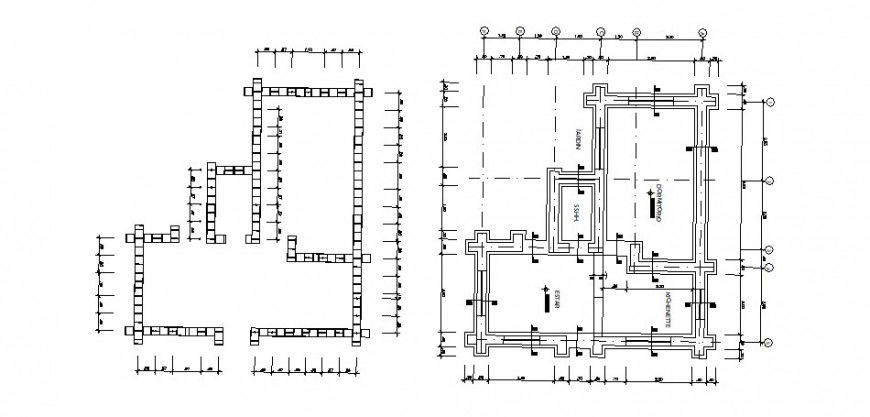 House floor framing and foundation plan structure drawing details dwg file