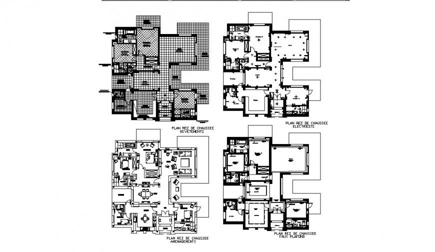 House floor plan, cover plan and structure cad drawing details dwg file