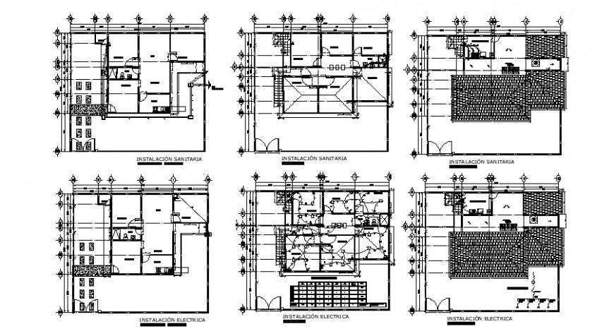 House floor plan, sanitary installation and electrical layout plan cad drawing details dwg file