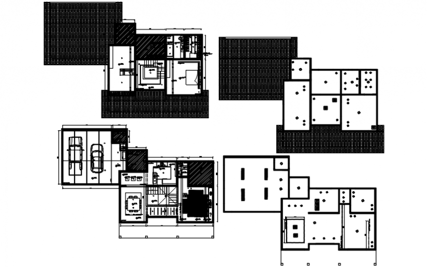 House floor plan, structure plan and gypsum heating installation details dwg file