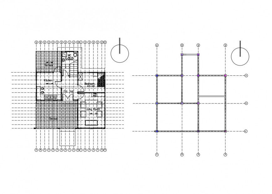 House floor plan and foundation plan cad drawing details dwg file