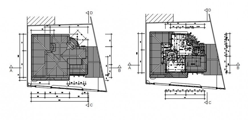 House floor plan details along with roof plan autocad file