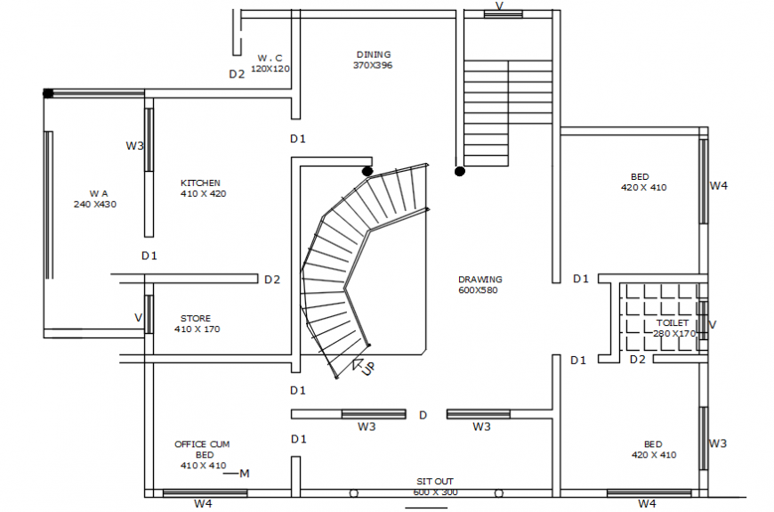 House floor plan layout cad drawing