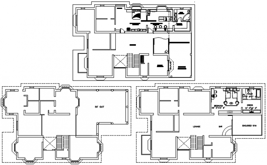 House floor plan structure and sanitary installation details dwg file