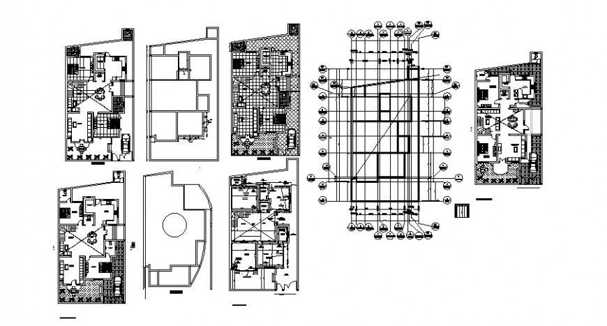 House floors layout plan, framing plan and structure details dwg file