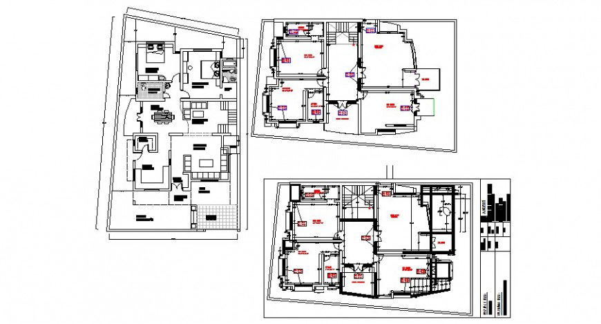 House floors layout plan details with furniture of apartment building cad drawing details dwg file