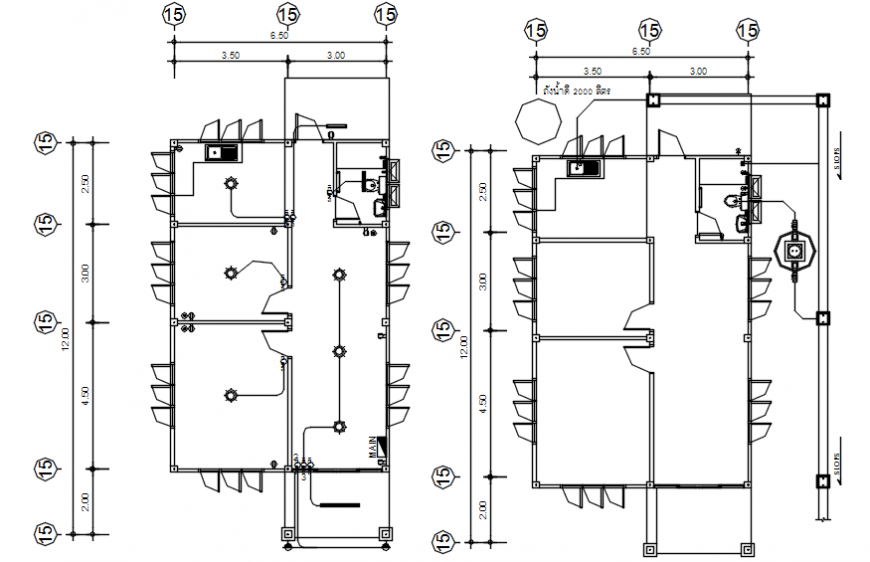 House floors sanitary installation and plan cad drawing details dwg file