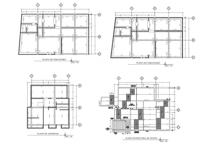House foundation plan, cover plan and auto-cad drawing details dwg file