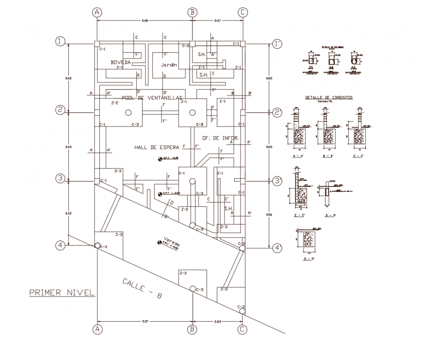 House foundation plan and site layout plan cad drawing details dwg file