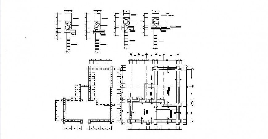 House framing plan, footing and structure cad drawing details dwg file