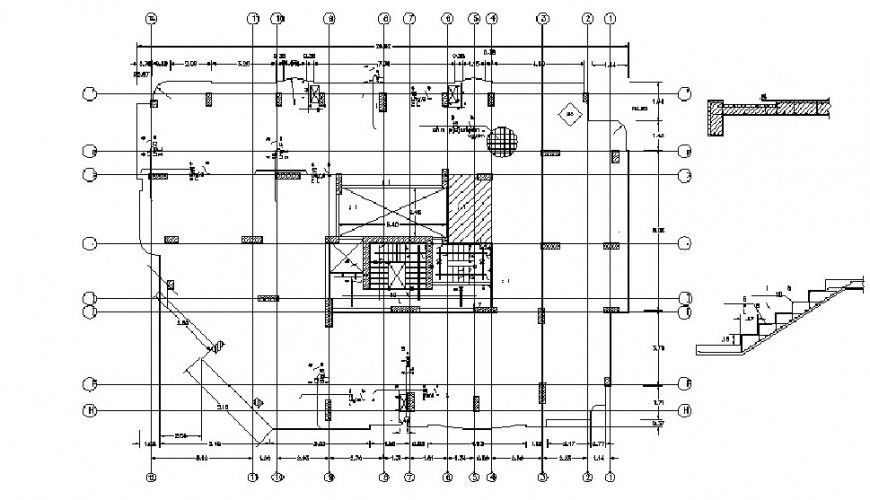 House framing plan structure details with staircase drawing dwg file