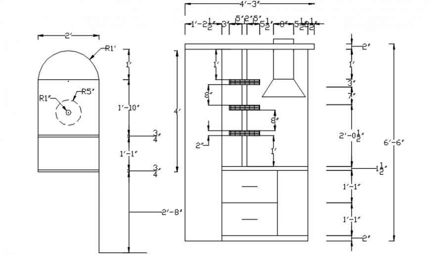 House furniture elevation with dimensions cad drawing details dwg file