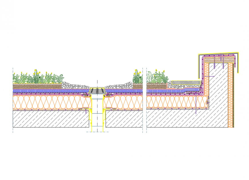 House garden coverage detail with landscaping dwg file