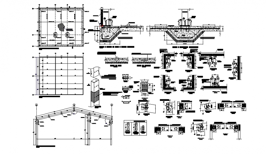 House gate metallic structure and constructive details dwg file