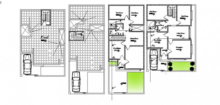 House ground, first and cover floor plan cad drawing details dwg file