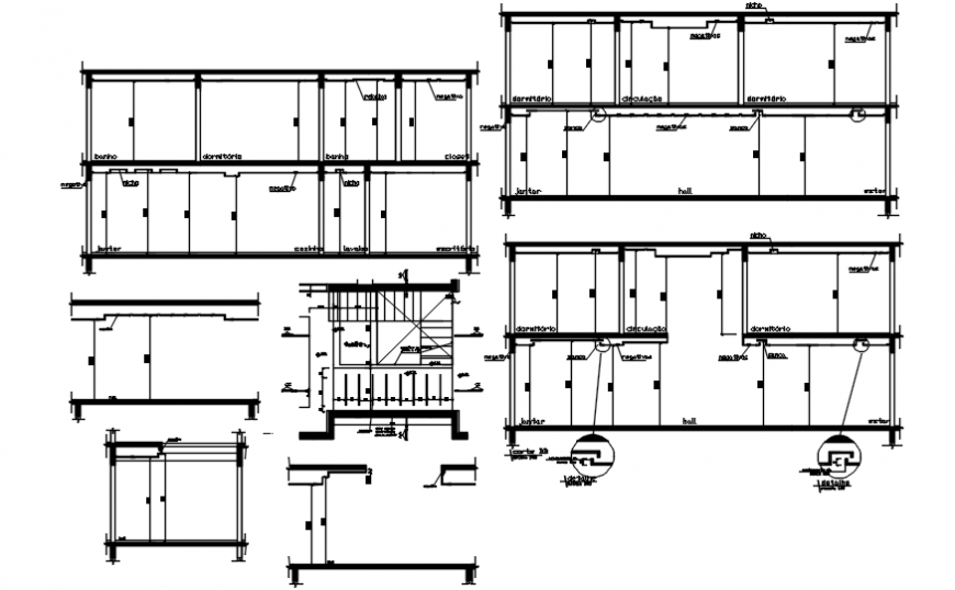House gypsum heating sections and electrical installation details dwg file