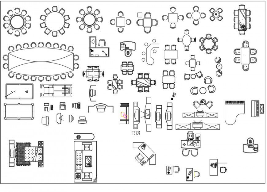 House in furniture layout planning autocad file