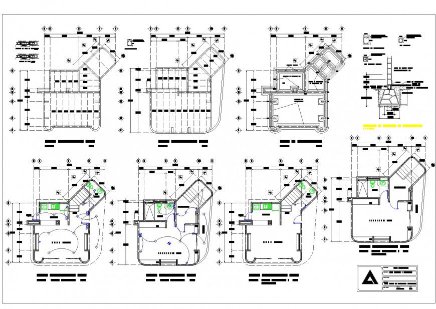 House in nautical planning autocad file,