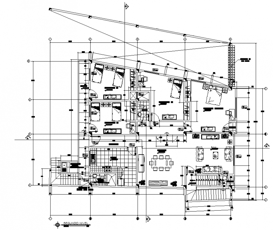 House interior layout plan working drawing in dwg AutoCAD file.