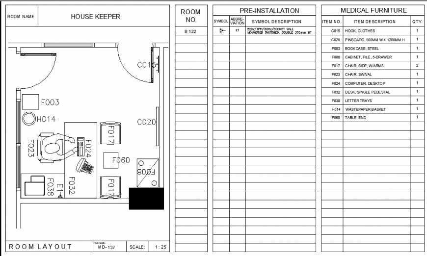 House keeper planning autocad file