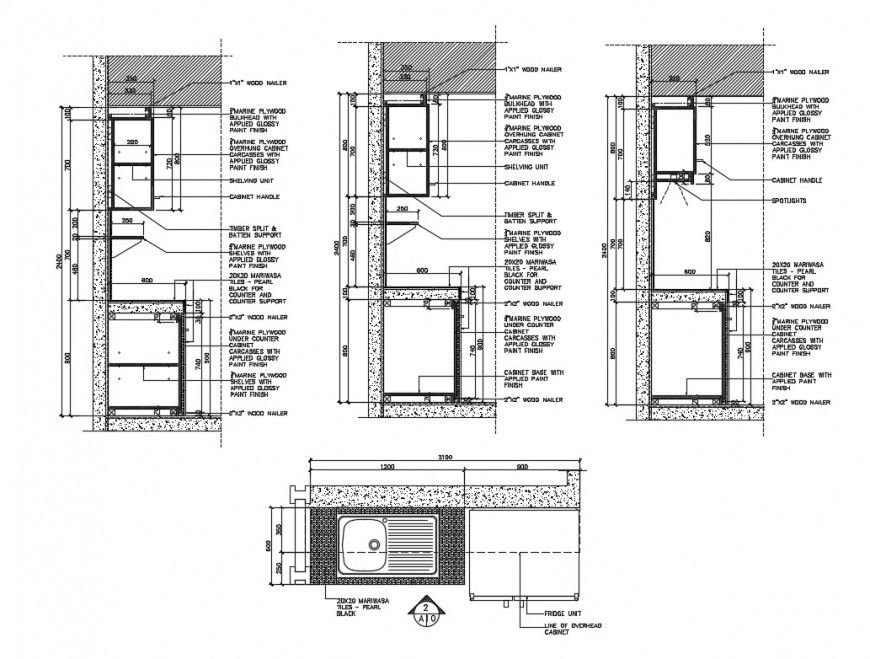 House kitchen constructive-section cad drawing details dwg file