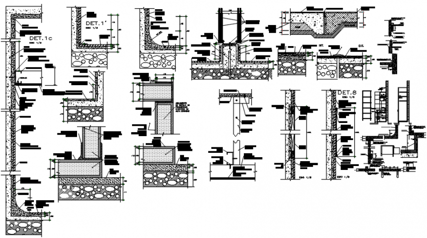 House kitchen cut constructive all sided section drawing details dwg file