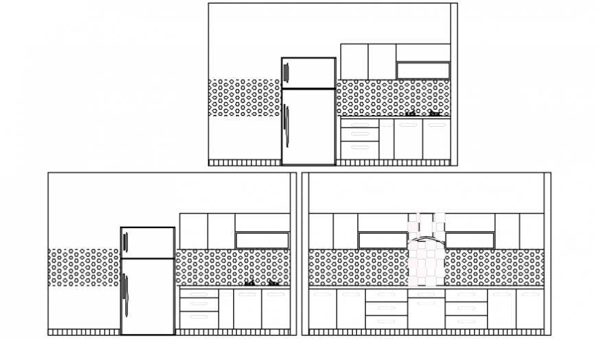 House kitchen elevation and section auto-cad drawing details dwg file