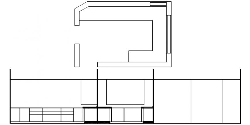 House kitchen general section and plan cad drawing details dwg file