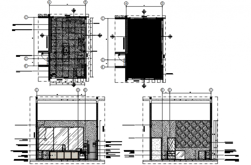 House kitchen sections and layout plan cad drawing details dwg file