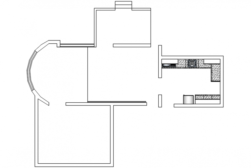 House kitchen simple layout plan cad drawing details dwg file