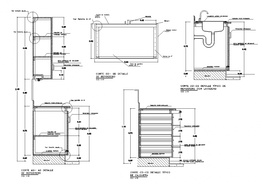 House kitchen typical cutting default details with laundry dwg file