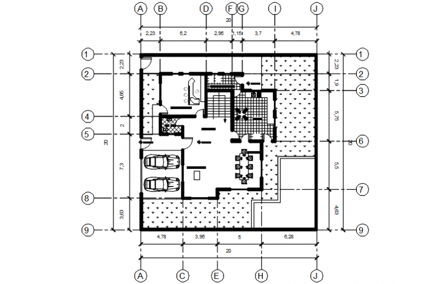 House layout 2d view CAD drawings plan autocad file