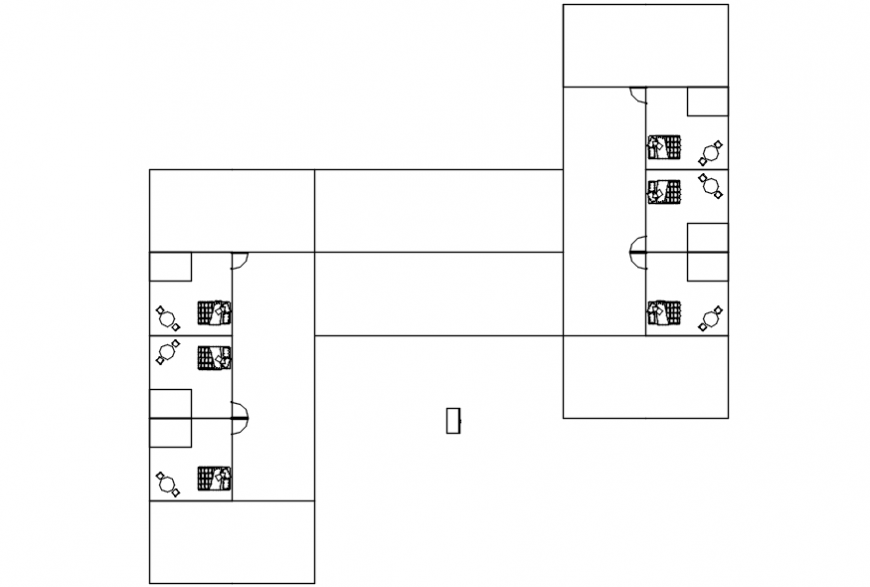 House layout plan and bedroom furniture details dwg file