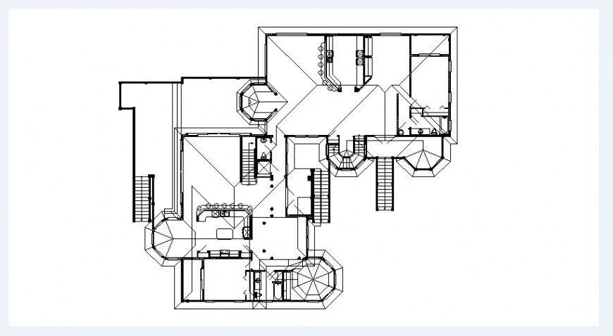House layout plan and framing structure for one family dwg file