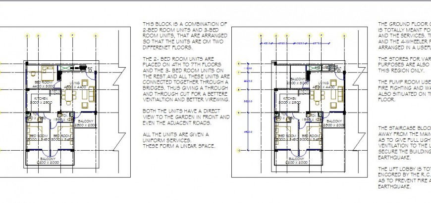 House layout plan details for multi-story housing building dwg file
