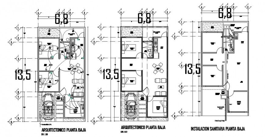 House layout plan with electrical layout and furniture drawing details dwg file