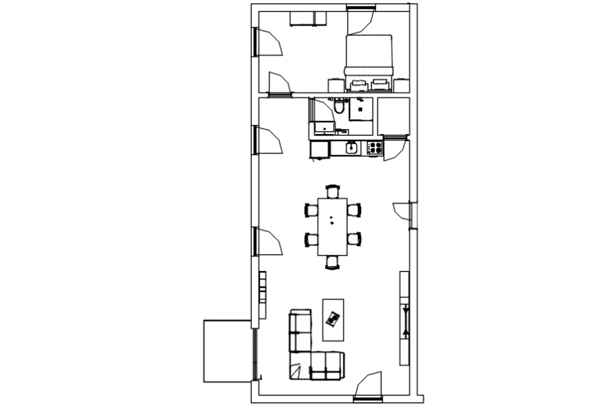 House layout plan with furniture layout for apartment building details dwg file