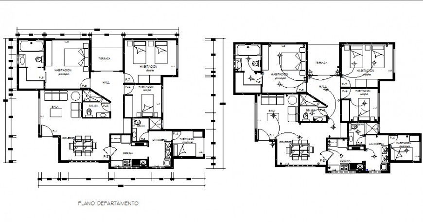 House layout plans drawing details for apartment building dwg file