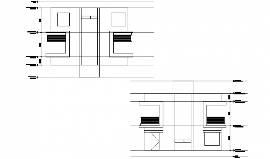 House main and back elevation and one family house dwg file