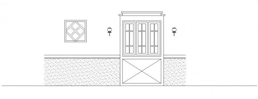 House main door elevation with wall design cad drawing details dwg file