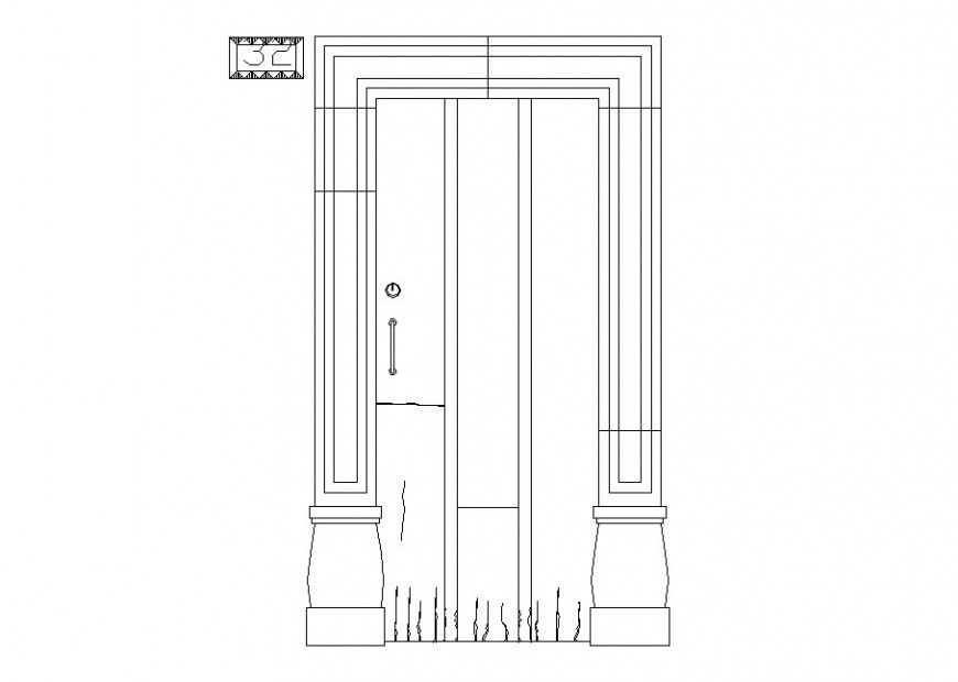 House main door main elevation block cad drawing details dwg file