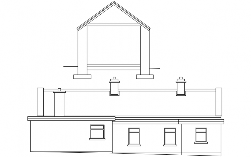 House main elevation and gate details dwg file