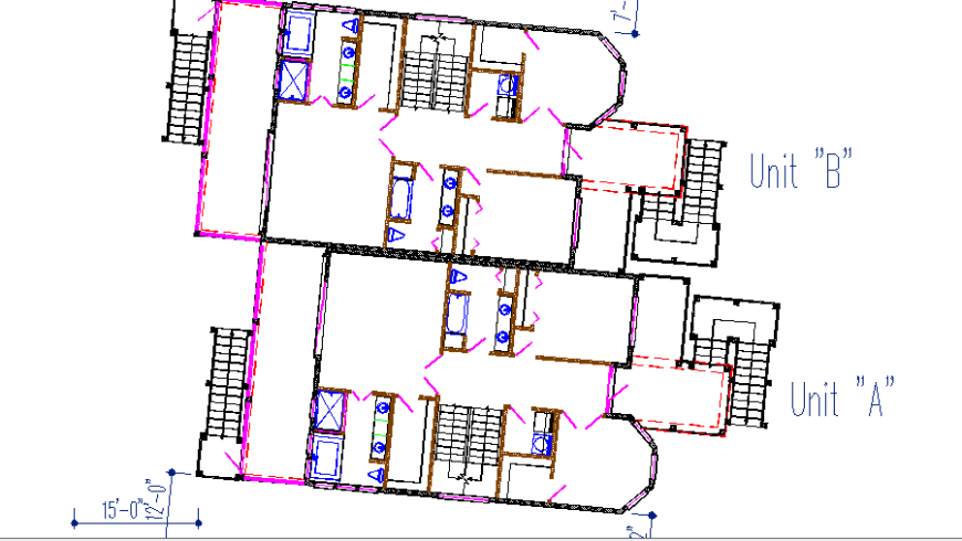 House of pine island framing plan details of both unit cad drawing details dwg file
