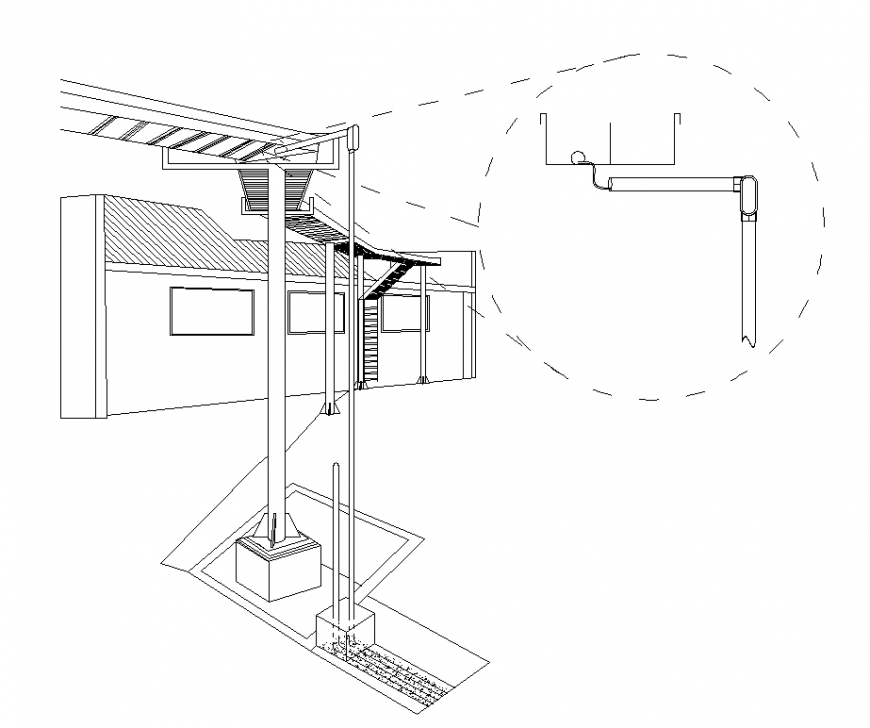 House pipe system detail elevation 2d view layout autocad file