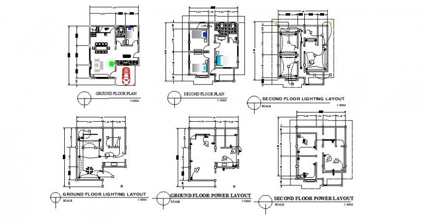 House plan and electrical installation detail 2d view autocad file
