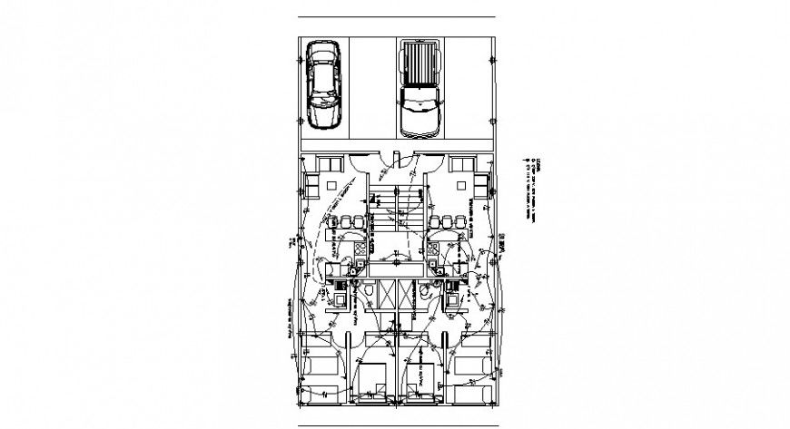 House plan and electrical installation layout details un autocad