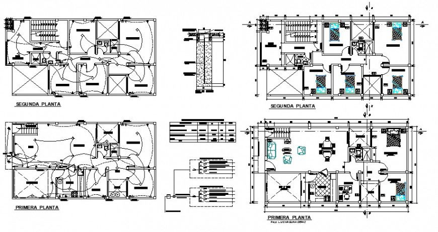 House plan and electrical installation layout drawing in autocad