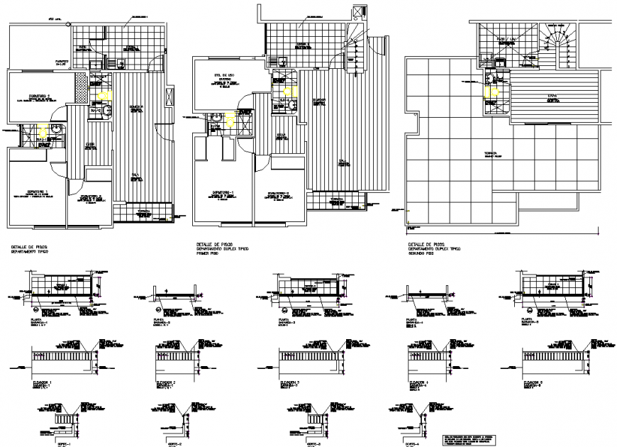 House plan and flooring detail of section dwg file