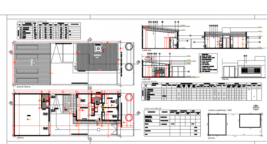 House plan and section detail 2d view CAD construction unit layout file in autocad format